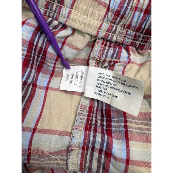 Gap Men’s Plaid Cotton Drawstring Pajama Pants Khaki Red Preppy Sleep Lounge XL - Picture 10 of 11